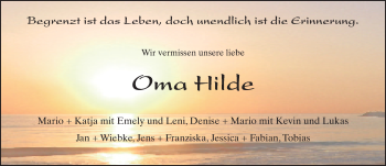 Traueranzeige von Hilde Kuchenbäcker 