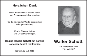 Traueranzeige von Walter Schött 