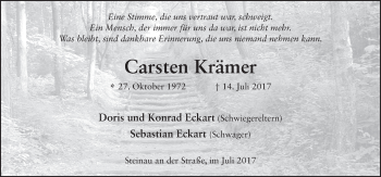 Traueranzeige von Carsten Krämer 