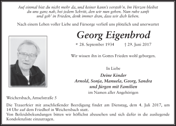 Traueranzeige von Georg Eigenbrod 