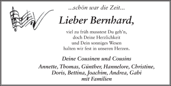 Traueranzeige von Bernhard Brehl 