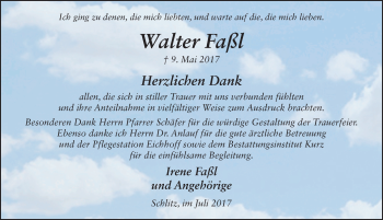 Traueranzeige von Walter Faßl 