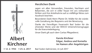 Traueranzeige von Albert Kirchner 