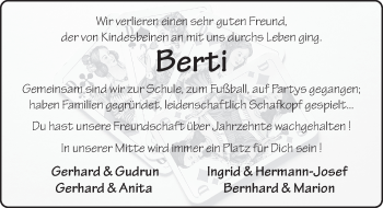 Traueranzeige von Berthold Herr 