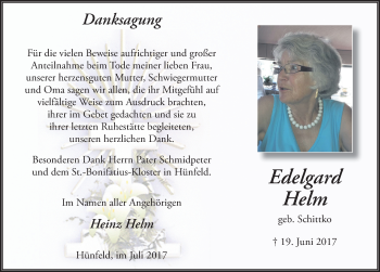 Traueranzeige von Edelgard Helm 