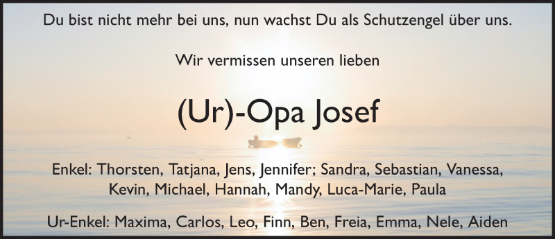  Traueranzeige für Josef Lenk vom 13.07.2017 aus 