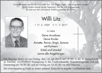 Traueranzeige von Willi Litz 