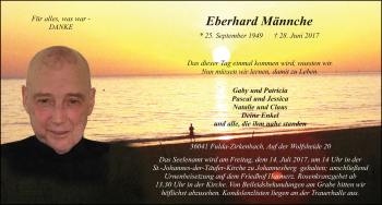 Traueranzeige von Eberhard Männche 