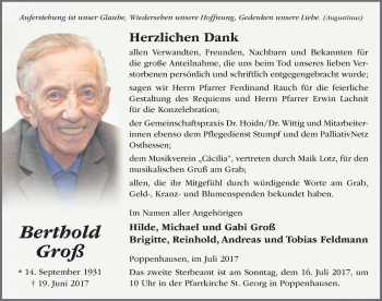 Traueranzeige von Berthold Groß 