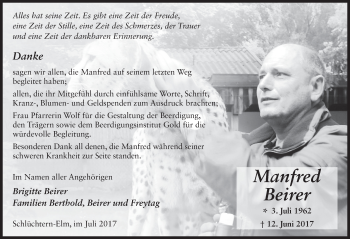 Traueranzeige von Manfred Beirer 