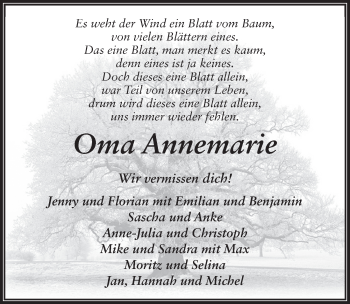 Traueranzeige von Annemarie Löffert 