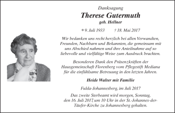 Traueranzeige von Therese Gutermuth 