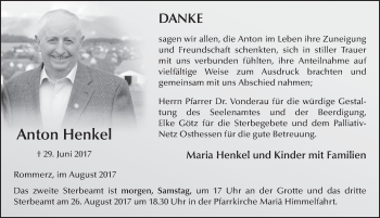 Traueranzeige von Anton Henkel 