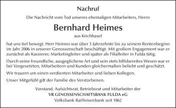 Traueranzeige von Bernd Heimes 