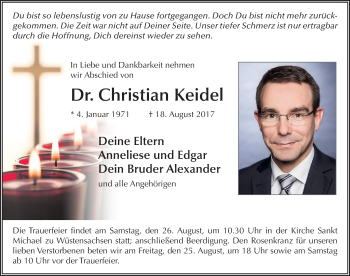 Traueranzeige von Christian Keidel 