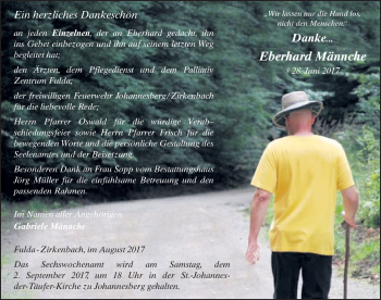 Traueranzeige von Eberhard Männche 