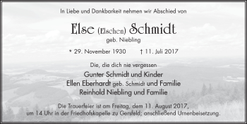 Traueranzeige von Else Schmidt 