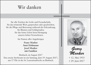 Traueranzeige von Georg Marker 