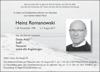 Traueranzeige von Heinz Romanowski 