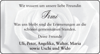 Traueranzeige von Irmgard Müller-Hohmann 
