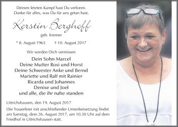Traueranzeige von Kerstin Berghoff 