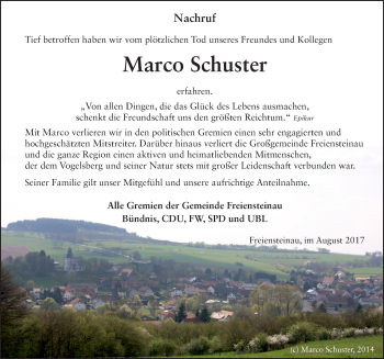 Traueranzeige von Marco Schuster 