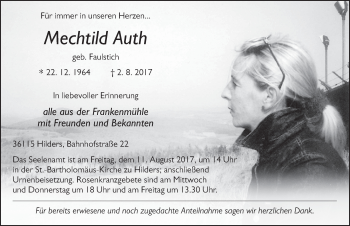 Traueranzeige von Mechtild Auth 