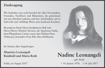 Traueranzeige von Nadine Leonangeli 