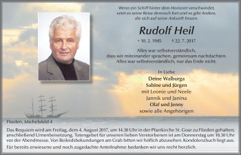 Traueranzeige von Rudolf Heil 