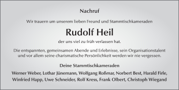 Traueranzeige von Rudolf Heil 