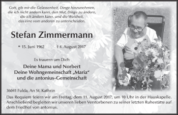 Traueranzeige von Stefan Zimmermann 