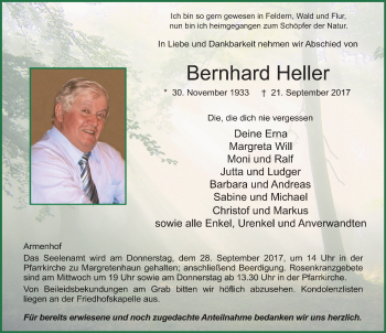 Traueranzeige von Bernhard Heller 
