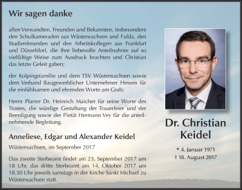 Traueranzeige von Christian Keidel 