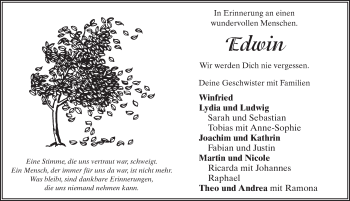 Traueranzeige von Edwin Kreß 
