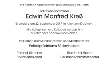Traueranzeige von Edwin Kreß 