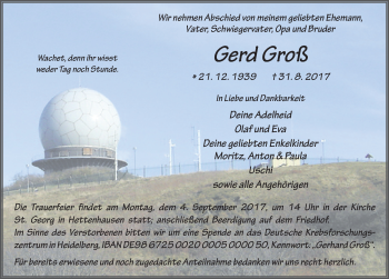 Traueranzeige von Gerd Groß 