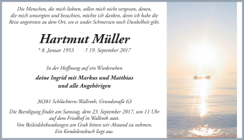 Traueranzeige von Hartmut Müller 