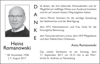 Traueranzeige von Heinz Romanowski 