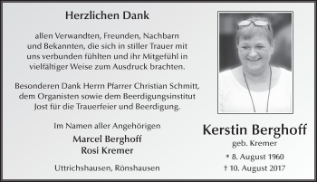 Traueranzeige von Kerstin Berghoff 