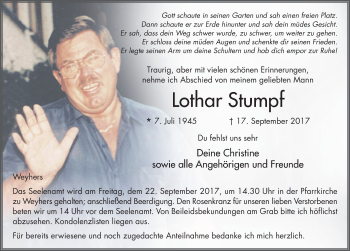 Traueranzeige von Lothar Stumpf 