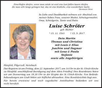 Traueranzeige von Luise Schröter 