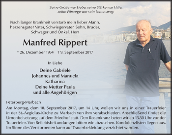 Traueranzeige von Manfred Rippert 