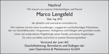 Traueranzeige von Marco Lengsfeld 