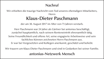 Traueranzeige von Martin Klaus-Dieter Paschmann 