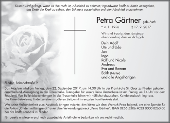 Traueranzeige von Petra Gärtner 
