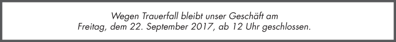  Traueranzeige für Petra Gärtner vom 19.09.2017 aus 