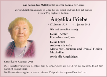 Traueranzeige von Angelika Friebe 