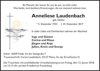 Traueranzeige von Anneliese Laudenbach 