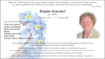Traueranzeige von Brigitte Schenkel 