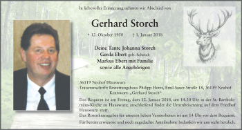 Traueranzeige von Gerhard Storch 